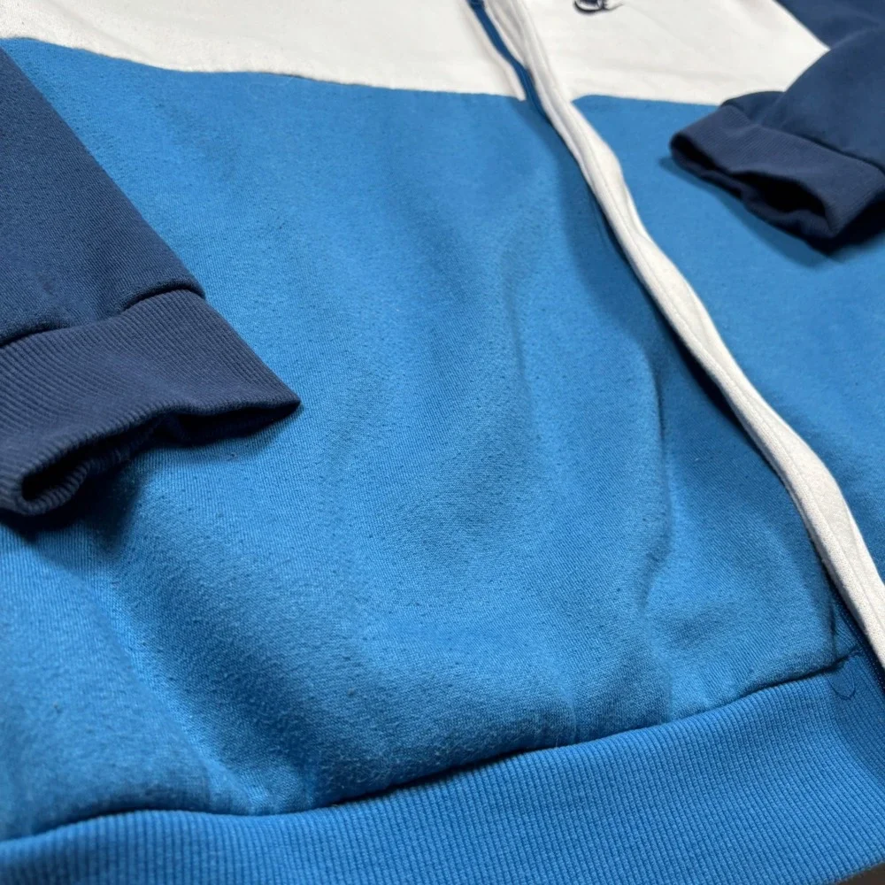 VTG Nike Full Zip Hoodie Mens 3XL Blue White Colorblock Athletic Sweatshirt